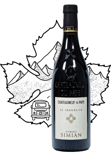 Le traversier, Chateauneuf du pape, vignoble Simian, Vin rouge